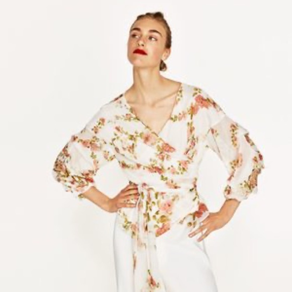 Zara Floral Wrap Top